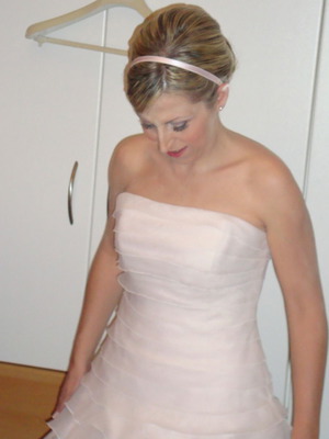 Pronovias Biarritz wedding dress, soft ice pink