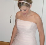 Pronovias Biarritz wedding dress, soft ice pink