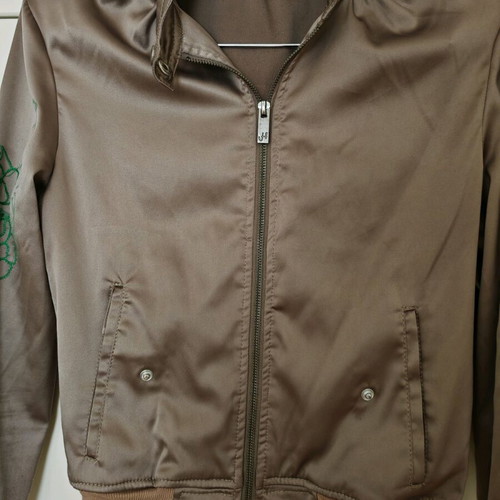 Satin bomber jacket Silvian Heach like new, brown with embroidery size M