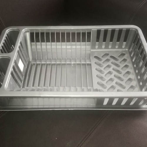 Plastic dish rack with drip tray, grey, 46cm x 28cm