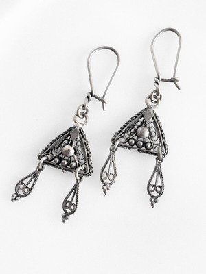 Silver 925 earrings used vintage with ethnic boho design