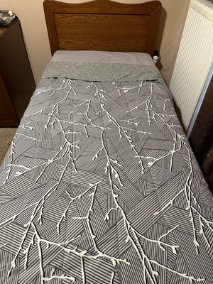 Handmade MDF walnut veneer bed like new with mattress and drawers