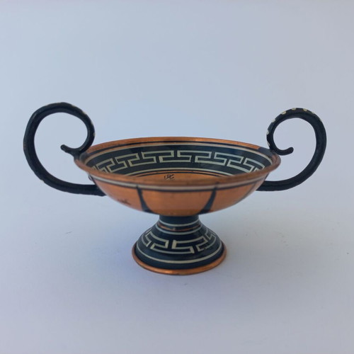Set of 5 old copper amphora miniatures like new, handmade Greek