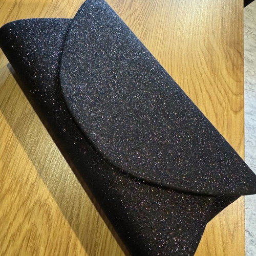 Shoulder bag used black with gold glitter evening