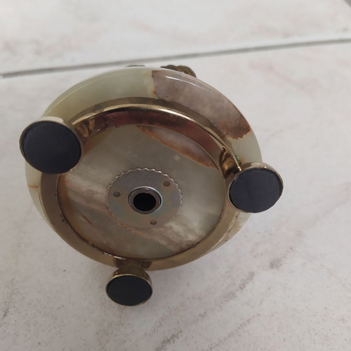 Vintage candle holder made of onyx and brass - height 9 centimeters