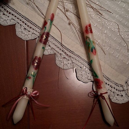 Handmade candle painted by hand new