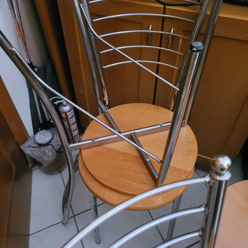 Kitchen chairs used, pack of 5, wood and iron