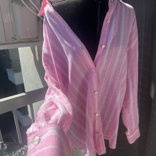 Zara oversized shirt new, white and pink, size XS