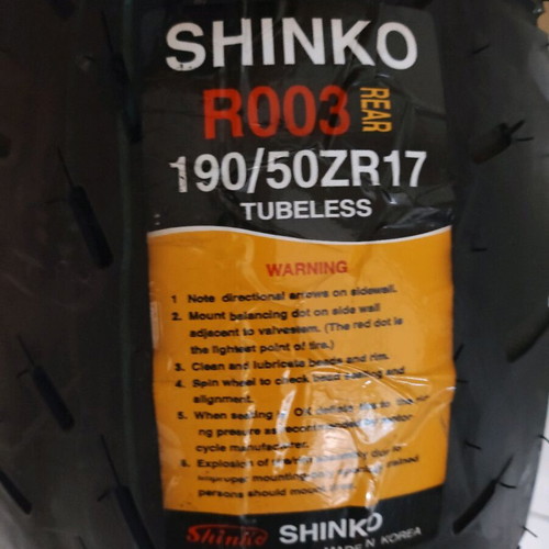 Shinko R003 190/50ZR17 tubeless motorcycle tire new
