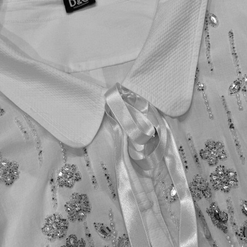 Dolce & Gabbana White Shirt with Embroidered Crystals and Strass like new