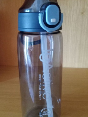 Training water bottle gray, height 22 cm