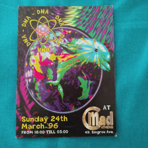 Vintage Rave Club Flyer DNA Event Mad Club Athens 1996 like new