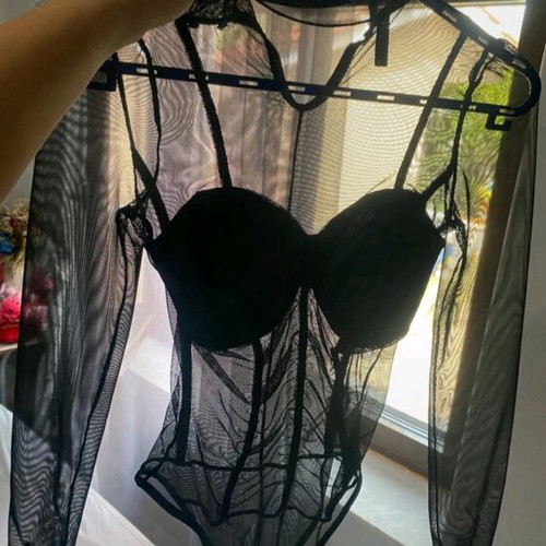 Caramela transparent bodysuit XS black like new