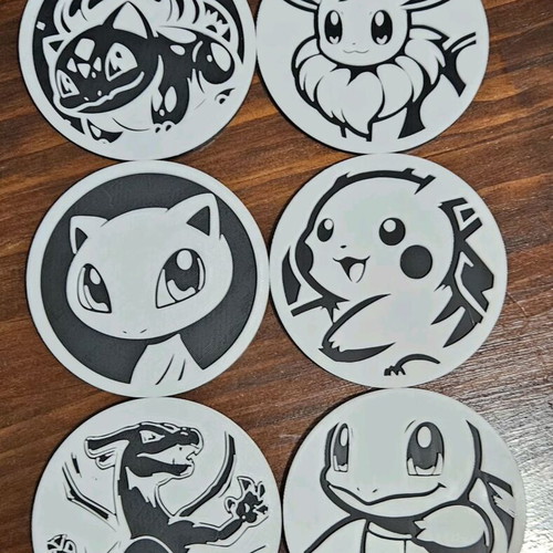Pokémon coasters set of 6 with holder like new