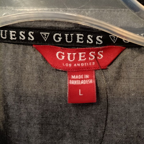 Guess Los Angeles men's polo shirt black with grey details, like new, size L