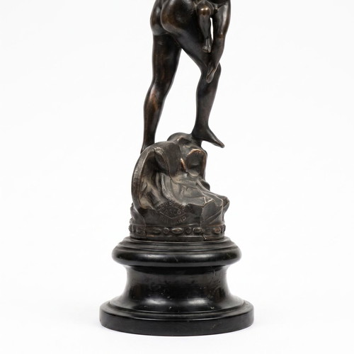 La Force allegorical sculpture by ASCO England, spelter on wooden base
