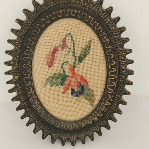 Oval embroidery frame used, 1960s vintage, made of celluloid
