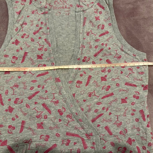 BSK by Bershka Sleeveless Hoodie S like new, grey melange with pink print