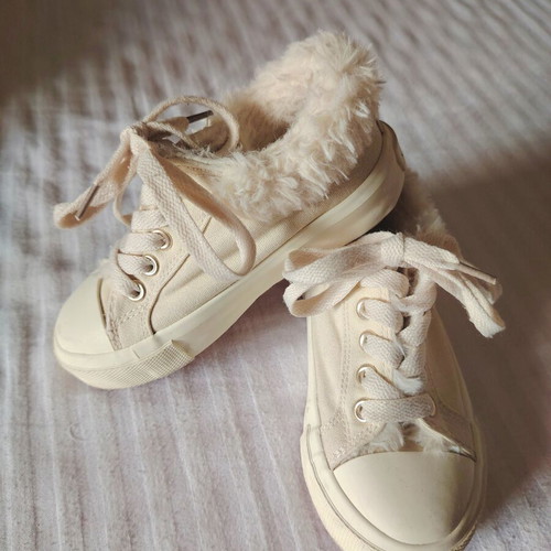 Girls' beige winter sneakers, size 27, sporty