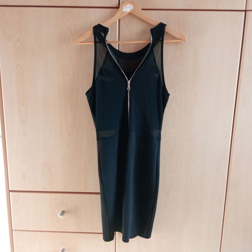 Morena Spain Black Evening Midi Dress with Mesh Details size L like new