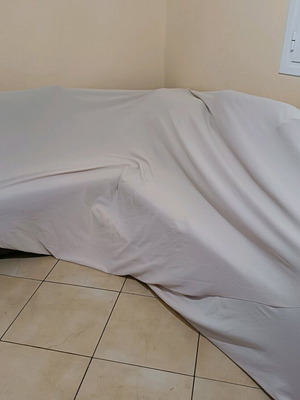 Corner sofa cover used, beige with elastic 150x200
