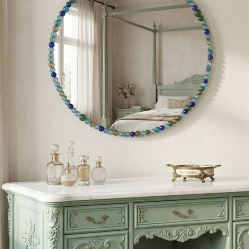 Mirror with Colored Stones Diameter 93 cm Like New