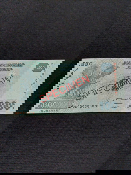 SPECIMEN. CONGO 100 FRANCS.