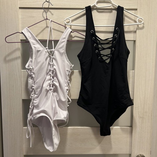 Two-piece one-piece swimsuits set like new, black and white, size M