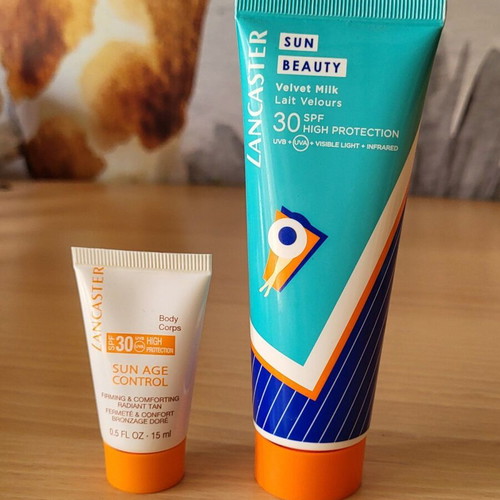 Lancaster body sunscreens used, 75ml and 15ml, spf30