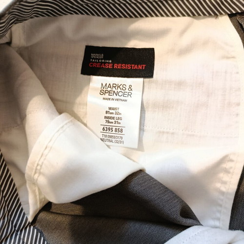 Marks & Spencer Tailoring men's fabric pants crease resistant gray size W32 L31 like new