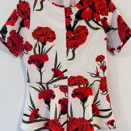 Imperial Italy floral peplum top size S like new