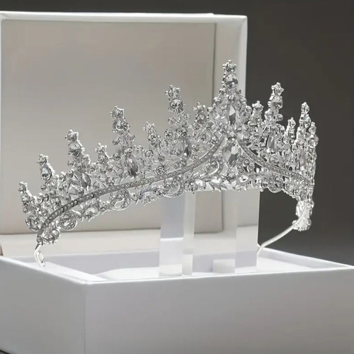 Bridal crown with crystal rhinestones silver tiara new