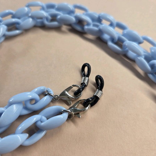 Chunky Sunglasses Chain blue, new, acrylic