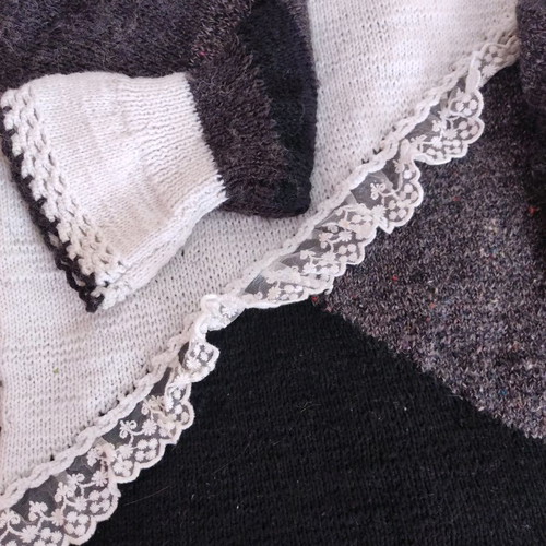 Handmade knitted sweater dress used, oversized lolita style multicolor