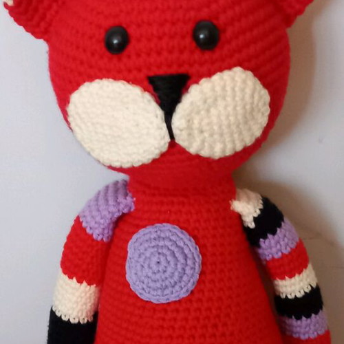 Handmade cat doll new, crocheted from cotton yarn