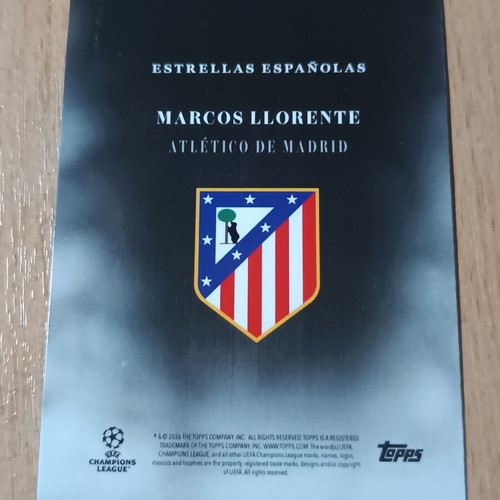 Marcos Llorente Topps Simplicidad football card, Atlético de Madrid