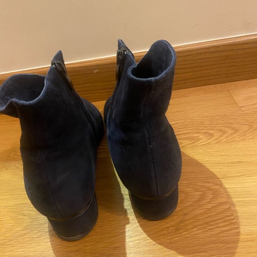Mourtzi dark blue ankle boots used, low heel, zipper, size 39