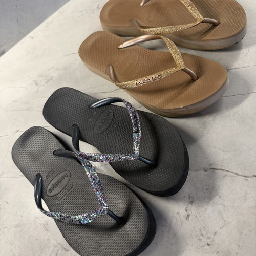 Havaianas Slim Glitter Flip-Flops Set of 2 Pairs, Used, Size EU 39
