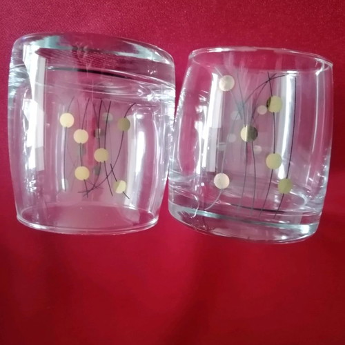 Whiskey Glasses with Ice Bowl Set like new, retro mid-century design