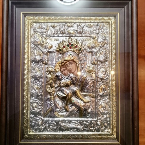 Panagia Axion Esti religious icon with 925 silver, new