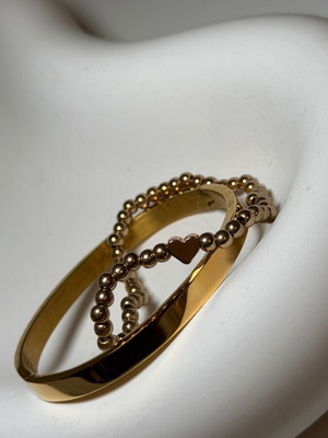 Gold color bangle bracelet and heart bracelet like new