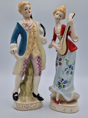 Vintage porcelain figurines couple Rococo handpainted, used