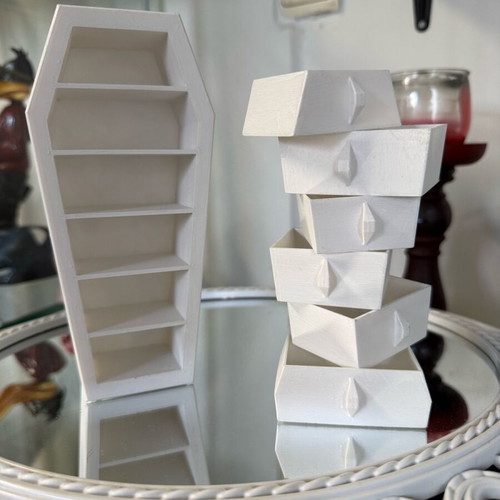Handmade Coffin-Shaped Jewelry Box White Like New