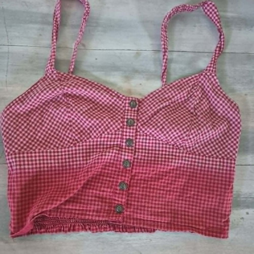 Attrattivo crop top red checkered, cotton, size Large, like new