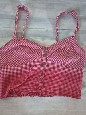 Attrattivo crop top red checkered, cotton, size Large, like new