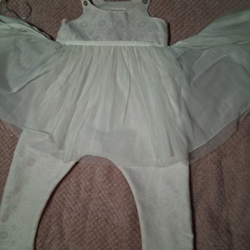 One-piece suit Two In A Castle like new, baby pink and white, size 92 cm