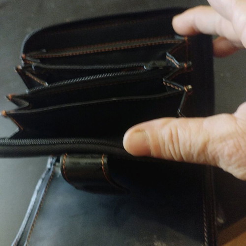 Leather wallet used, black