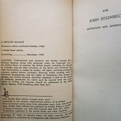Leather-bound book used A Delicate Balance, The Sandbox & Tiny Alice - Edward Albee