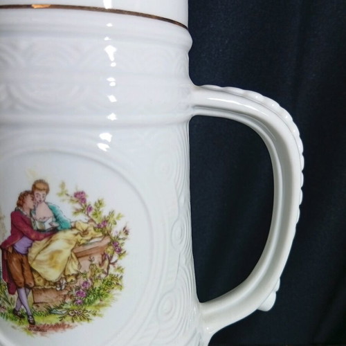 Vintage FP Germany porcelain beer mug with rococo design