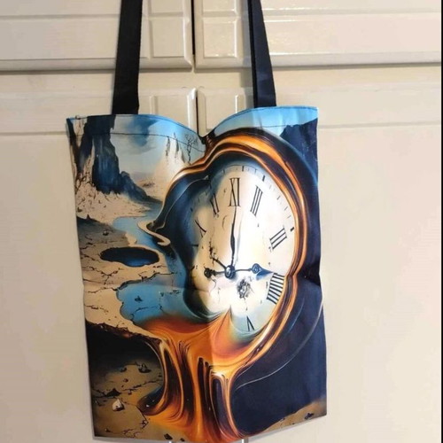 Fabric shoulder bag new with design inspired by Dalí's artwork